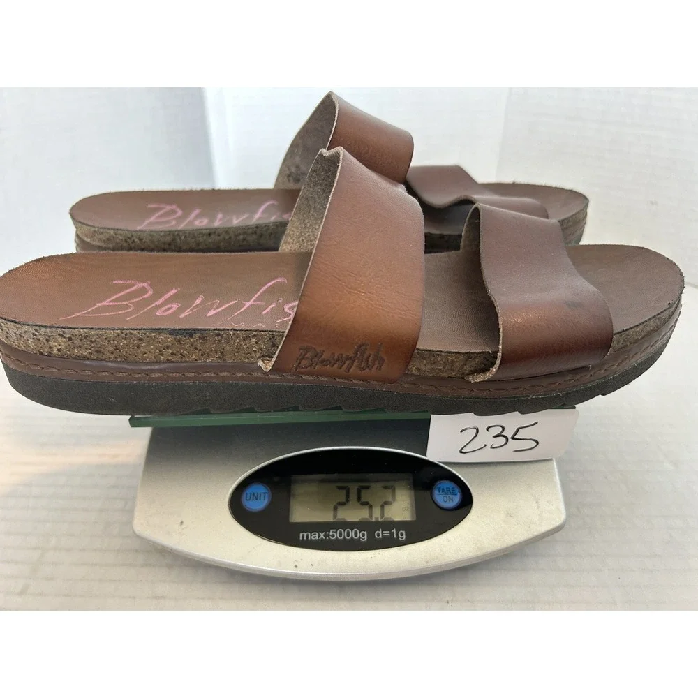 Blowfish Faux Leather Strappy Brown Sandal Flats Size 9.5